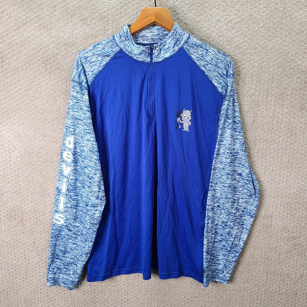 Badger Shirt Mens XL Blue Quarter Zip Diamond Devils Baseball Pullover Polyester